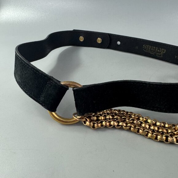 Patricia Green Details Genuine Black Leather & Gold Chains Belt, Women\'s Size M main image 13